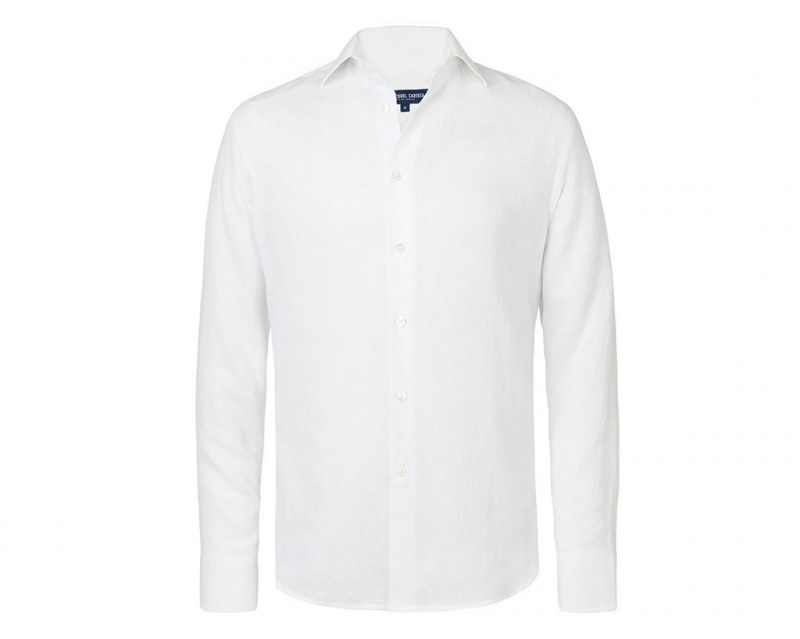 White Frescobol Carioca Linen Shirt against a white background